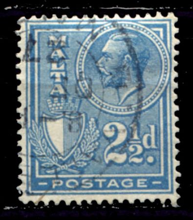 Мальта 1926-1927 гг. • Gb# 162 • 2 ½ d. • Георг V • стандарт • Used VF ( кат.- £ 2 )