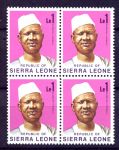 Сьерра-Леоне 1972 г. • SC# 433 • 1 Le. • президент Сиака Стивенс • стандарт • кв. блок • MNH OG XF ( кат.- $8 )