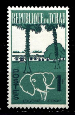 ЧАД 1961-2гг. SC# 71 / 1fr. / СЛОН / MNH OG VF / ФАУНА