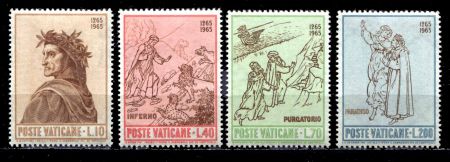 ВАТИКАН 1965г. SC# 410-3 / 700 ЛЕТ РОЖДЕНИЯ ДАНТЕ / MNH OG VF / РЕЛИГИЯ ЖИВОПИСЬ