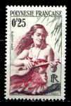 Французская Полинезия 1958 г. • SC# 183 • 25 c. • осн. выпуск • девушка с гитарой • MH OG VF