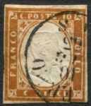 Сардиния 1855-1863 гг. • SC# 11d • 10 с. • Виктор Эммануил II • Used VF ( кат. - $160 )