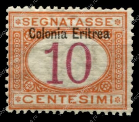 Итальянская Эритрея 1903 г. • Sc# J2 • 10 c. • надпечатка "Colonia Eritrea" • служебный выпуск • MH OG VF ( кат. -$16 )