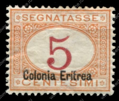 Итальянская Эритрея 1920-1922 гг. • Sc# J1b • 5 c. • надпечатка "Colonia Eritrea" • служебный выпуск • MH OG VF ( кат. -$5 )