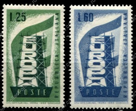 Италия 1956 г. SC# 715-6 • 25 и 60  L. • выпуск Европа • полн. серия • MH OG VF ( кат. - $12- )