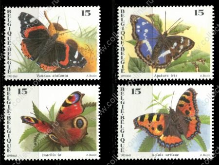 Бельгия 1993 г. • Mi# 2555-8 • 15 fr.(4) • бабочки • полн. серия • MNH OG VF ( кат.- €3.5 )