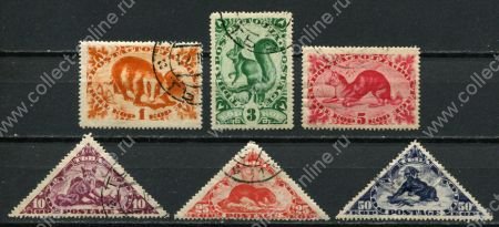 Тува 1935 г. • Сол# 66-71 • 1 - 50 коп. • Фауна • дикие животные • 6 марок • Used VF