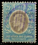 Восточная Африка и Уганда 1907-1908 гг. • GB# 42 • 75 c. • Эдуард VII • стандарт • Used VF ( кат. - £42 )