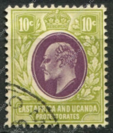 Восточная Африка и Уганда • 1907-1908 гг. • GB# 37 • 10 c. • Эдуард VII • стандарт • Used VF ( кат. - £9 )