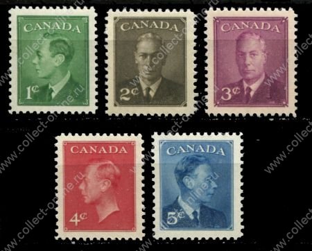 Канада 1950 г. • SC# 289-93 • 1 - 5 c. • Георг VI • полн. серия • MNH OG XF