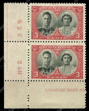 Канада 1939 г. • SC# 248 • 3 c. • Королевский визит в Канаду • № пара • MNH OG Люкс!