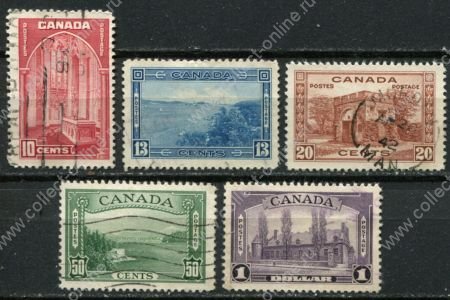 Канада 1938 г. • SC# 241-5 • 10 c. - $1 • Георг VI • основной выпуск • полн. серия • Used VF ( кат.- $ 15 )