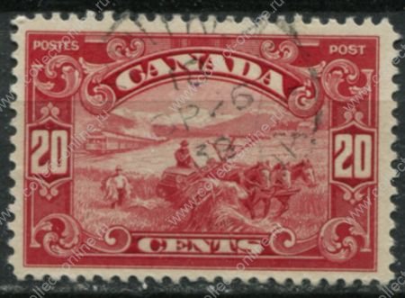 Канада 1928-1929 гг. • Sc# 157 • 20 c. • осн. выпуск • уборка урожая пшеницы • Used F-VF ( кат. - $12.5 )