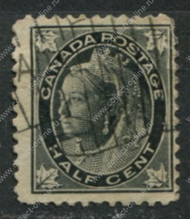 Канада 1897-1898 гг. • SC# 66 • ½ c. • Королева Виктория • (выпуск с кленовыми листьями) • Used F-VF ( кат.- $8.50 )