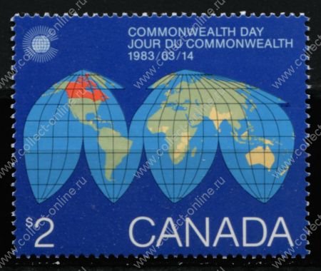 Канада 1983 г. • SC# 977 • $2 • День Британского Содружества • карта мира • MNH OG VF ( кат.- $ 9 )