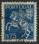 Португалия 1944 г. • Mi# 668 • 1.75 e. • Филателистическая выставка (Лиссабон) • средневековый гонец • Used VF ( кат.- € 2 )
