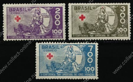 Бразилия 1935 г. • SC# B5-7 • Панамериканская конференция Красного Креста • благотворительный выпуск • MH OG VF ( кат. - $17 )