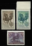 СССР 1956 г. • Сол# 1858-60 • 40 коп. - 1 руб. • Скаковые соревнования • полн. серия • MNH OG XF