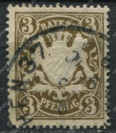 Бавария 1890 г. • Mi# 60 • 3 pf. • Герб Баварии • стандарт • Used F-VF ( кат.- € 0,8 )