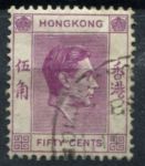 Гонконг 1938-1952 гг. • Gb# 153b • 50 c. • Георг VI • стандарт • Used XF ( кат.- £ 4 )