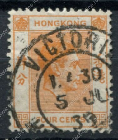 Гонконг 1938-1952 гг. • Gb# 142 • 4 c. • Георг VI • стандарт • кв.блок • Used XF ( кат.- £ 5 )