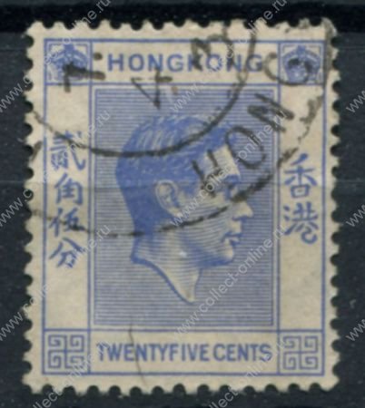 Гонконг 1938-1952 гг. • Gb# 149 • 25 c. • Георг VI • стандарт • Used F-VF ( кат.- £ 4 )