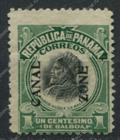 Зона Панамского канала 1912-1916 гг. • SC# 38 • 1 c. • надпечатка на марке Панамы • Васко де Бальбоа • MNG VF ( кат. - $11 )