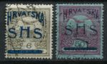 Югославия • Хорватия и Славония 1919 г. • SC# 2L1-2 • 6 и 50 f. • надпечатки на марках Венгрии • Used VF ( кат. - $5 )