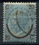 Италия 1865 г. • SC# 34b • 20 на 15 c. • надп. нов. номинала (без точек) • Used VF ( кат.- $8 )