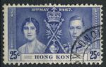 Гонконг 1937 г. • Gb# 139 • 25 c. • Коронация Георга VI • Королевская чета • Used VF ( кат.- £ 6 )