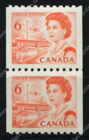 Канада 1967-1972 гг. • SC# 468A • 6 c. • Елизавета II • из рулонов • стандарт • пара • MNH OG VF