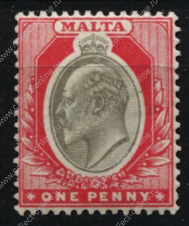 Мальта 1903-1904 гг. • Gb# 39 • 1 d. • Эдуард VII • стандарт • MH OG VF ( кат.- £ 17 )