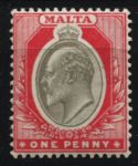 Мальта 1903-1904 гг. • Gb# 39 • 1 d. • Эдуард VII • стандарт • MH OG VF ( кат.- £ 17 )