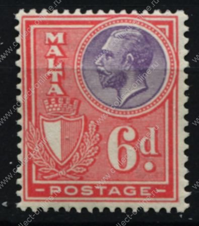 Мальта 1926-1927 гг. • Gb# 165 • 6 d. • Георг V • стандарт • MH OG VF ( кат.- £ 5 )