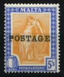 Мальта 1926 г. • Gb# 155 • 5 sh. • Женщины "Мальта" и "Британия" • надп. "Почта" • MH OG VF ( кат. - £12 )