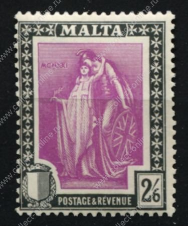Мальта 1926 г. • Gb# 153 • 2s.6d. • Женщины "Мальта" и "Британия" • надп. "Почта" • MH OG VF ( кат. - £20 )