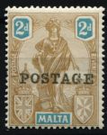 Мальта 1926 г. • Gb# 147 • 2 d. • Женщина "Мальта" с рулевым веслом • надп. "Почта" • MH OG VF
