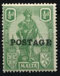 Мальта 1926 г. • Gb# 144 • ½ d. • Женщина "Мальта" с рулевым веслом • надп. "Почта" • MH OG VF