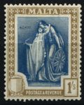 Мальта 1922-1926 гг. • Gb# 134 • 1 sh. • Женщины "Мальта" и "Британия" • MH OG VF ( кат. - £12 )