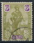 Мальта 1922-1926 гг. • Gb# 133 • 6 d. • Женщина "Мальта" с рулевым веслом • Used VF ( кат. - £5 )