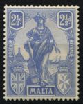 Мальта 1922-1926 гг. • Gb# 129 • 2 ½ d. • Женщина "Мальта" с рулевым веслом • MH OG VF ( кат. - £5 )