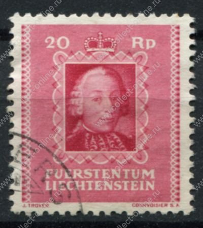 Лихтенштейн 1942 г. • Mi# 207 • 20 rp. • Князья • Иоганн Непомук • Used VF ( кат.- € 1,7 )