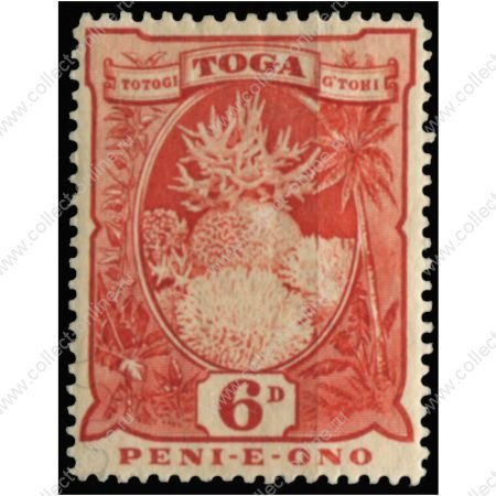 Тонга 1897 г. • Gb# 47 • 6 d. • осн. выпуск • цветущий коралл • MLH OG XF ( кат.- £ 15 )