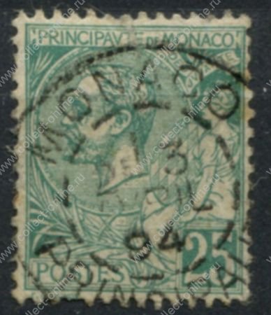 Монако 1891-1921 гг. • SC# 20 • 25 c. • 2-й выпуск • Князь Альберт I • стандарт • Used VF ( кат.- $ 35 )