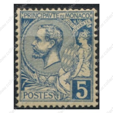 Монако 1891-1921 гг. • SC# 13 • 5 c. • 2-й выпуск • Князь Альберт I • стандарт • MH OG VF ( кат. - $50 )