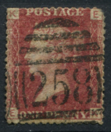 Великобритания 1858-1879 гг. • Gb# 44 (pl. 157) • 1 d. • Королева Виктория • Used VF- ( кат.- £3 )