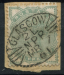 Великобритания 1880-1881 гг. • Gb# 165 • ½ d. • Королева Виктория • стандарт • вырезка • Used VF ( кат.- £ 20 )