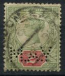 Великобритания 1887-1892 гг. • Gb# 200 • 2 d. • Королева Виктория • "Юбилейный" выпуск • перфин • стандарт • Used XF- ( кат.- £ 13 )