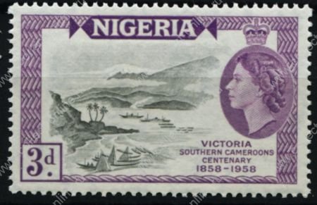 Нигерия 1958 г. • Gb# 82 • 3 d. • 100-летие основания Виктории • корабли в бухте • MNH OG XF