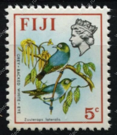 Фиджи 1971-1972 гг. • SC# 309 • 5 c. • Елизавета II основной выпуск • Птицы • MNH OG VF ( кат.- $ 3 )